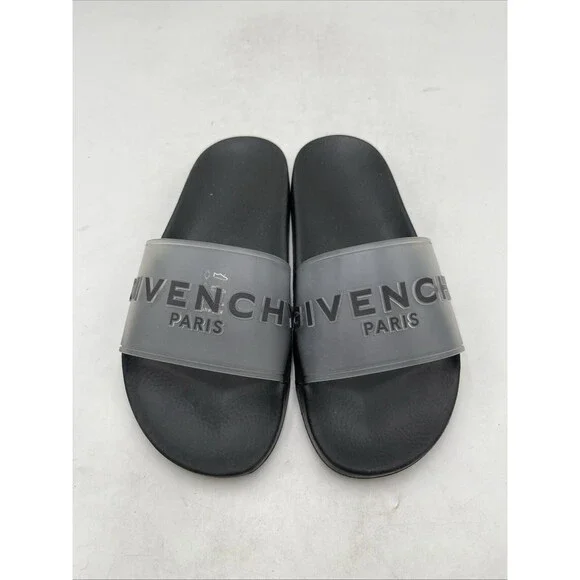 Givenchy Men's Clear Logo Slide Sandals Size 37